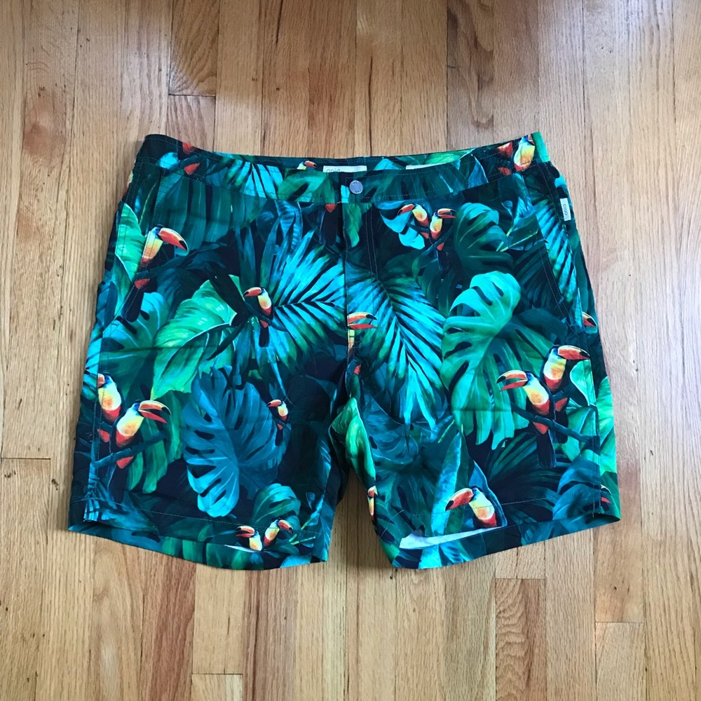 Onia Calder Tropical Toucan Swim Board Shorts 38